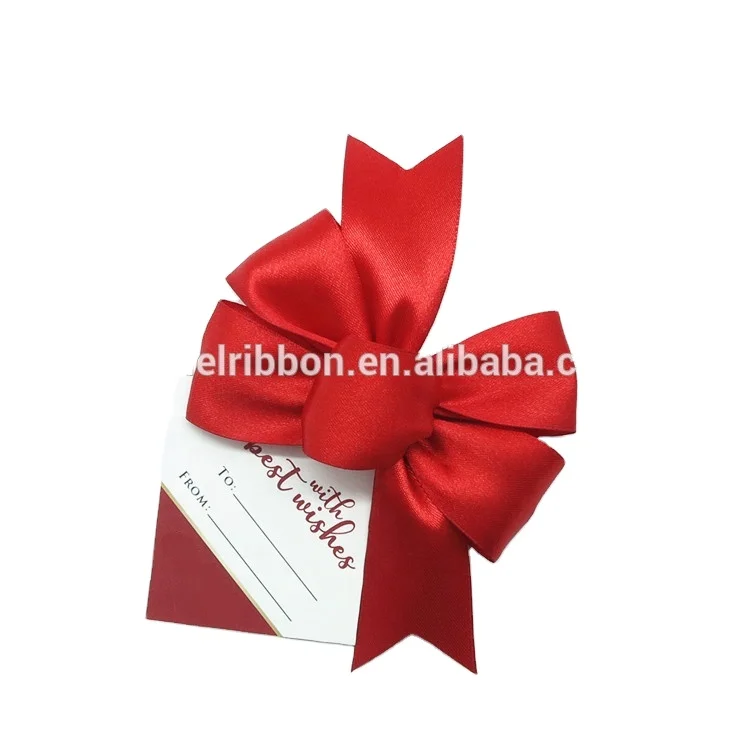 Pre-tied Wine bottle neck decorative gift bows with card satin ribbon bow for chocolate candy box