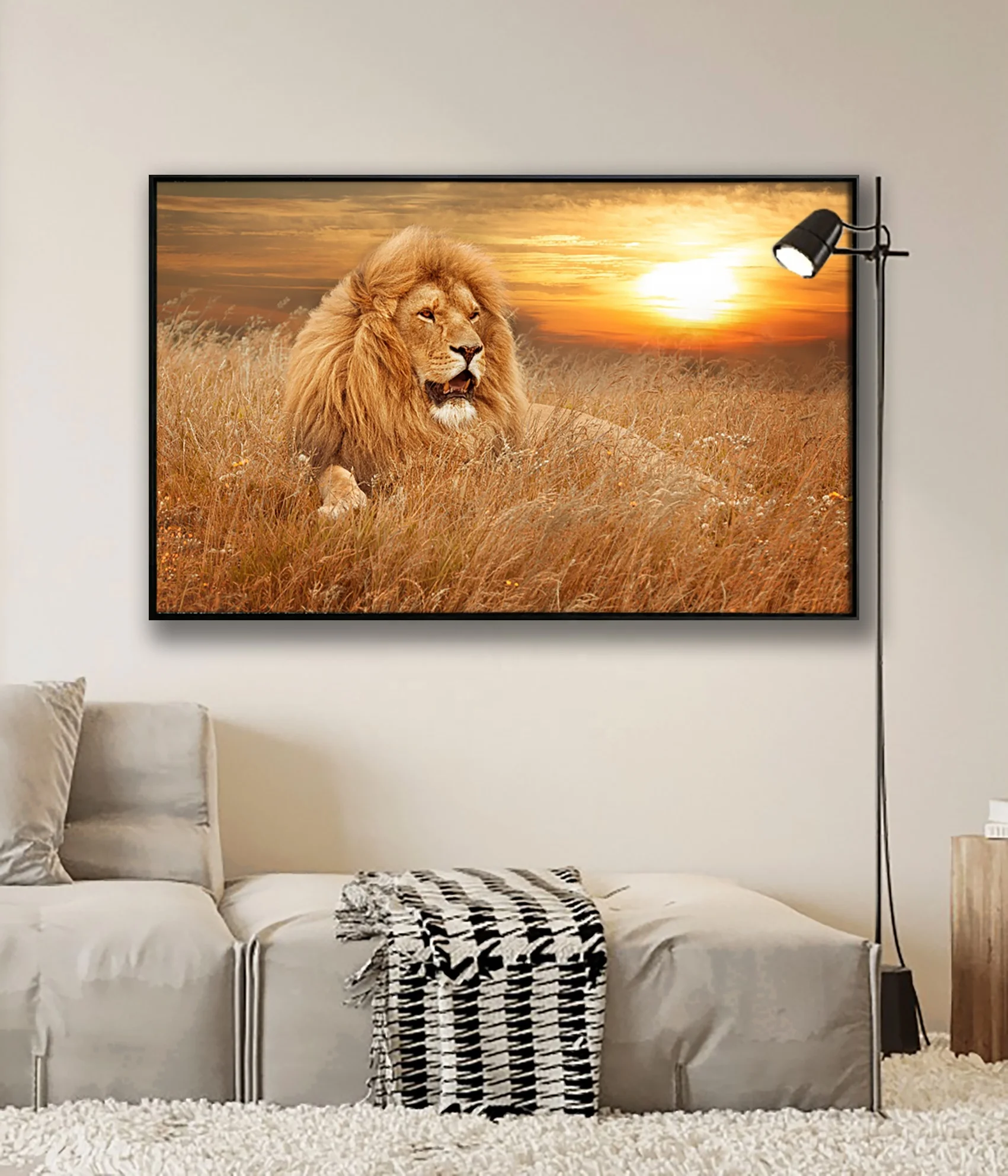 Art Works Crystal porcelain Painting Lion Animal Pictures Wall Art Living Room Modern Artwork Painting
