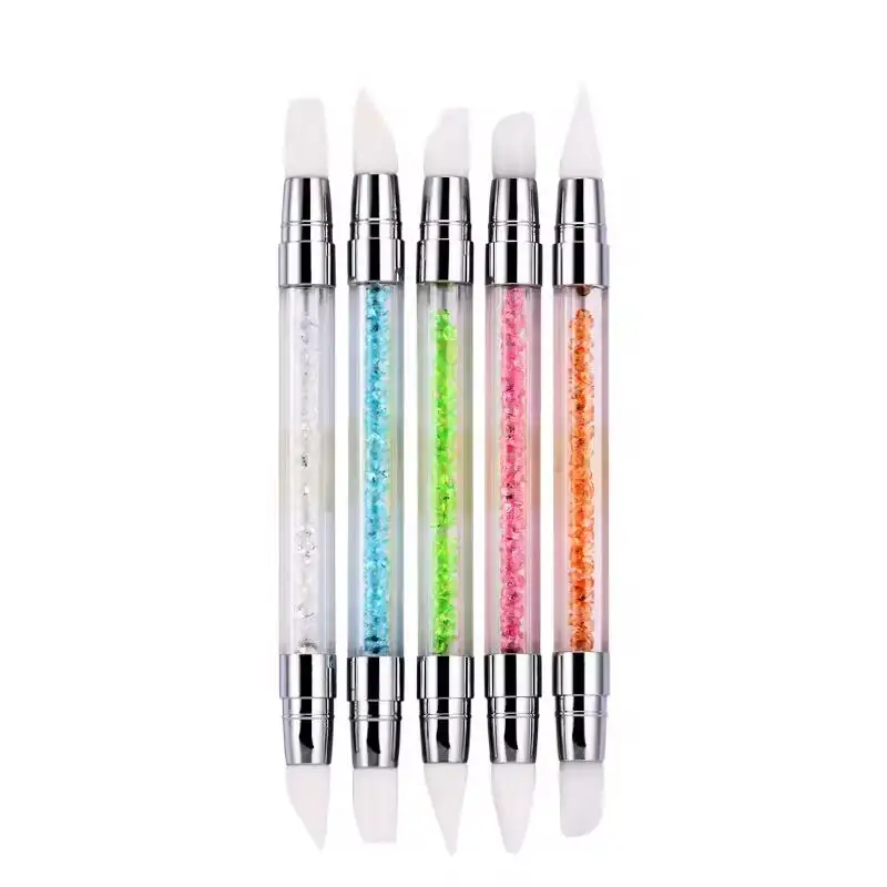 Quickly delivery Dual-ended Nail Art Silicone Sculpture Pen Brush 5/1pcs 3D Powder Liquid Manicure Dotting Brush Tools