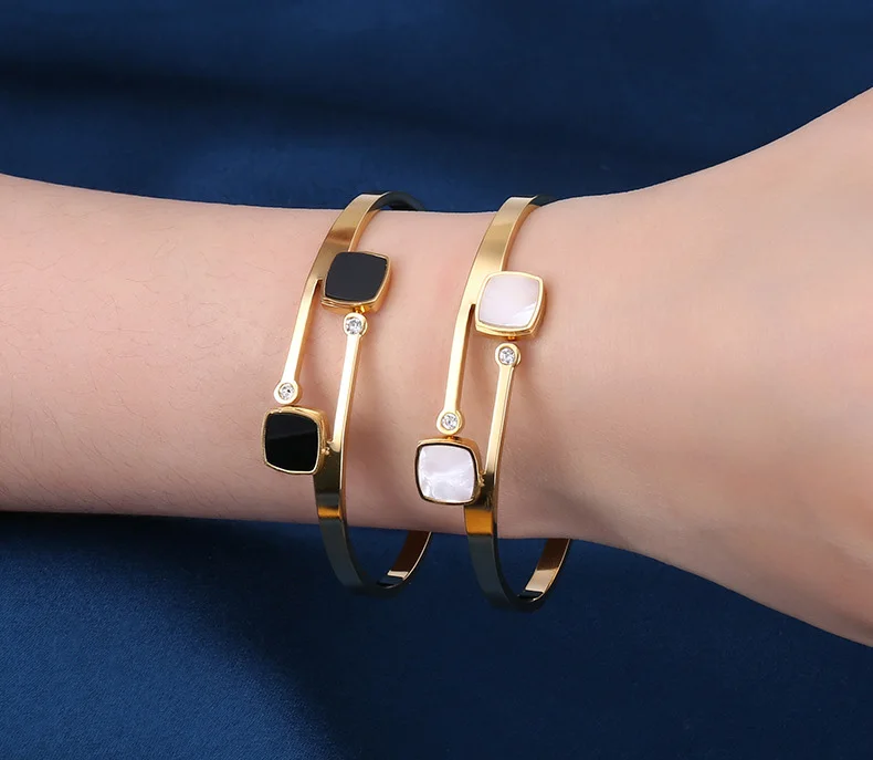 Stainless Steel 316 Italian Jewellery Gold Bangles Accessories Fashion Woman Natural Stone Jewelry