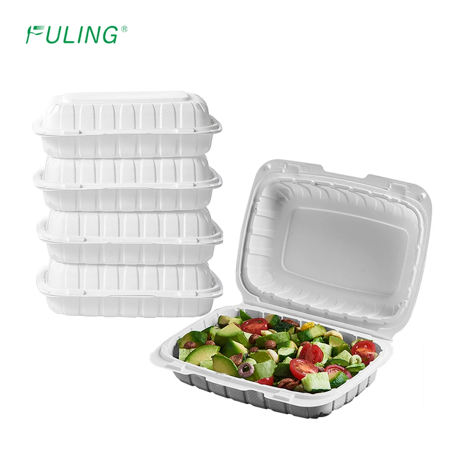 MFPP Clamshell Food Containers, 100 Pack 9 x 6 Inch Plastic Hinged To Go Containers Microwave Safe Containers