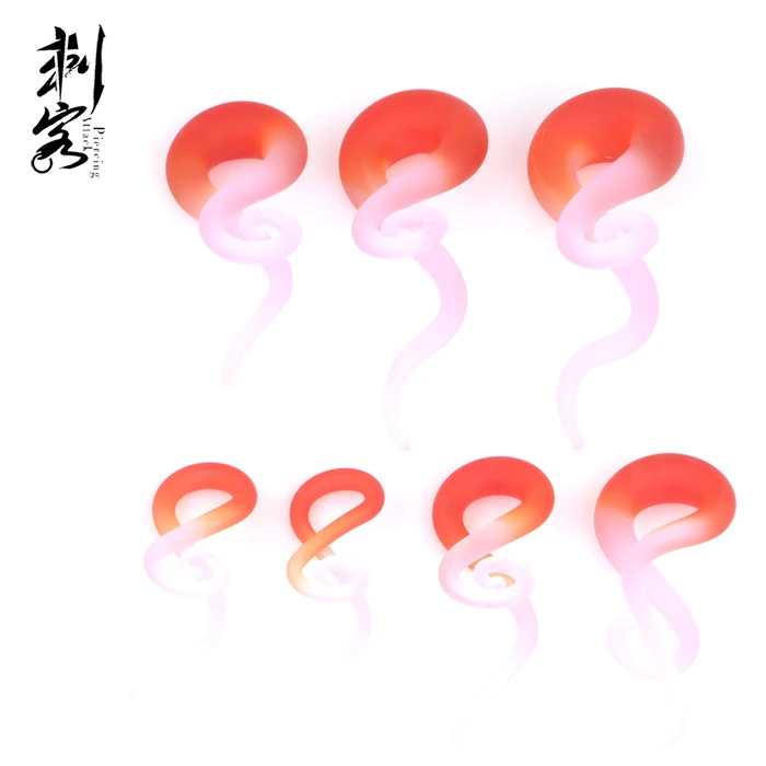 Red  Glass Spiral Twist Plugs Ear Expander