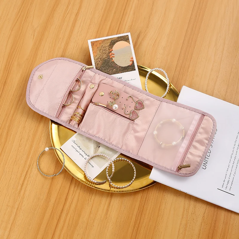 RTS Travel Jewellery Organiser Foldable Jewelry Storage Roll For Journey Rings Necklaces Bracelets Earrings