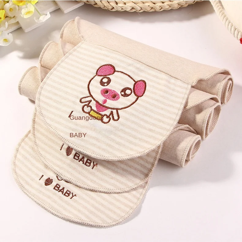 Natural Color Cotton Sweat Absorbent Towel for Baby Cartoon Mat Back Towel with Button Closure OEM Service Available-Q2233