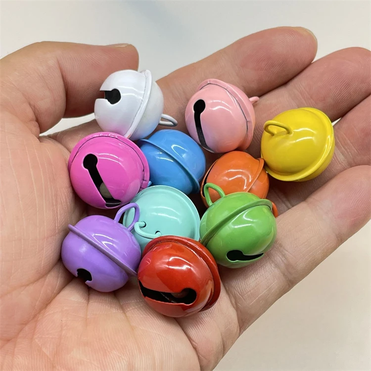 22mm Paint Candy Colored Pet Small Round Bell DIY Keychain Accessory Christmas Metal Pendant Bell