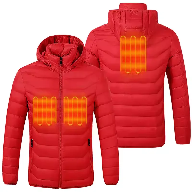AQTQ  Men Winter 5 Heating Zones Custom Rechargeable Lightweight New Hoodie Double Power Bank Heated  Jacket With Battery