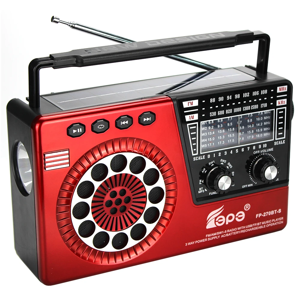 FP-270BT-S USB TF 18650 многополосные портативное радио FM ЕО портативное перезаряжаемые радио на солнечной батарее
