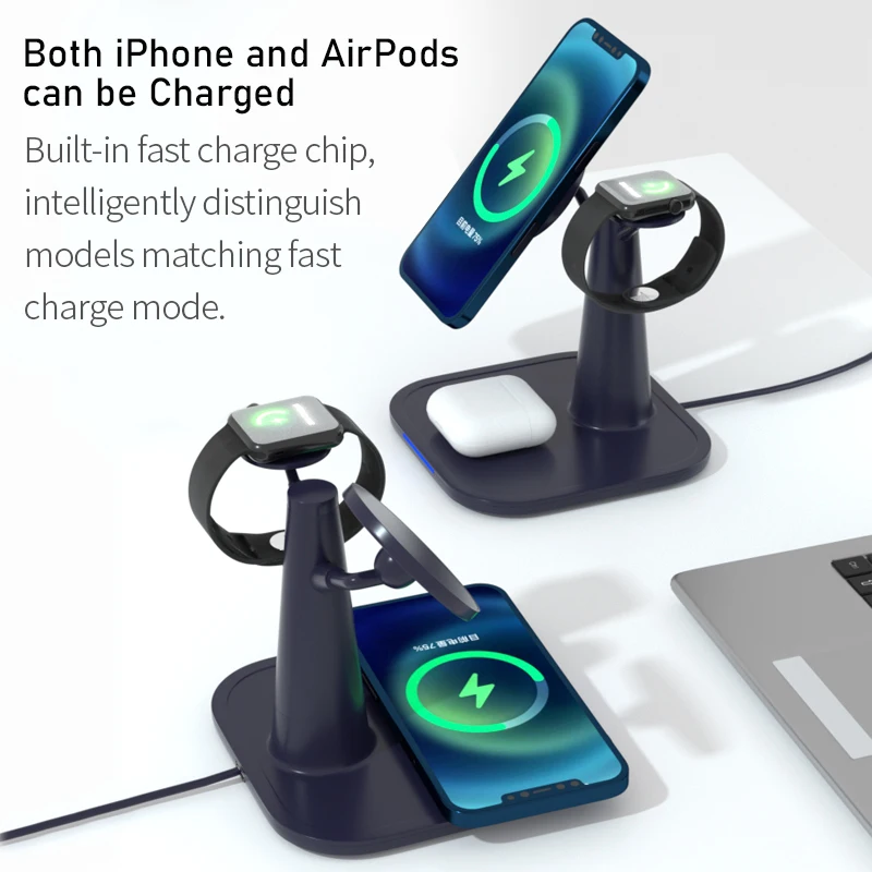 mobile charge station multiple charging station wireless charger 3 in one For Phone Earbuds