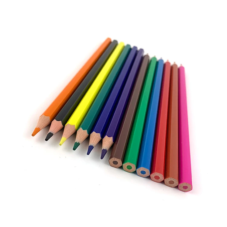 Good Feedback En71 Long Round Soft Lead 12 Colors Pencil for Kids in Tin Tube