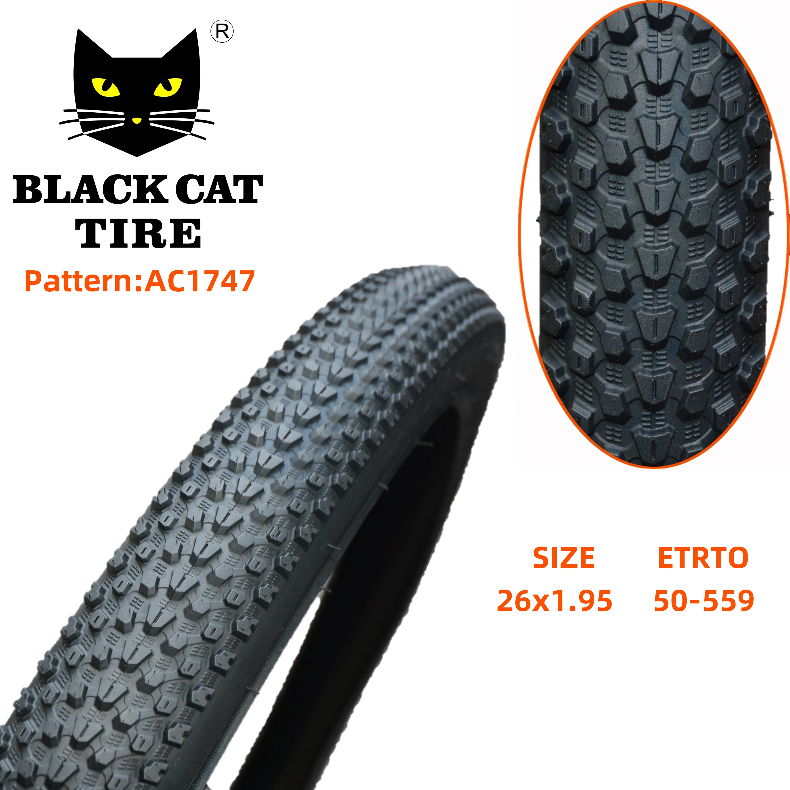 Wholesales black bicycle tire 26x1.95 AC1747  best quality rubber bike tire