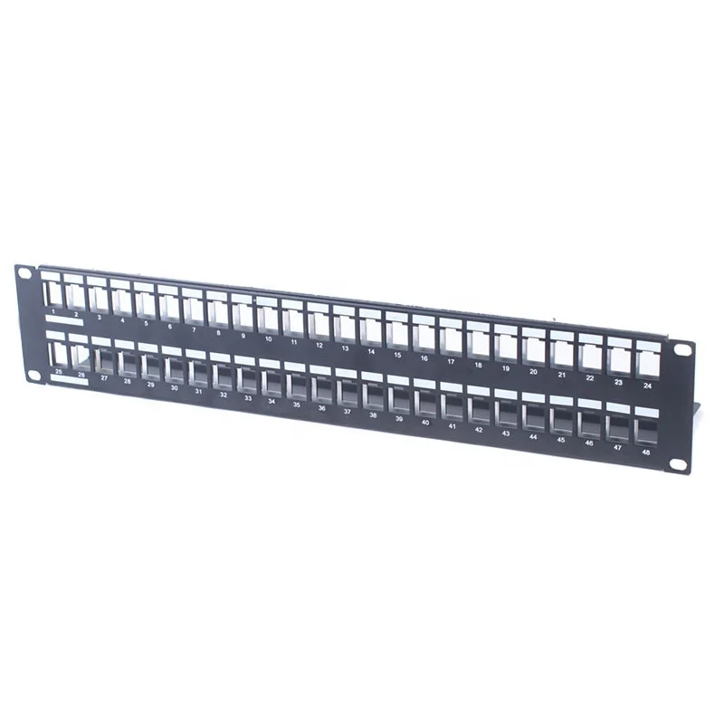 custom aluminum patch panels  oem assemble 24 ports 24-port 48 port unloaded empty  blank patch panel