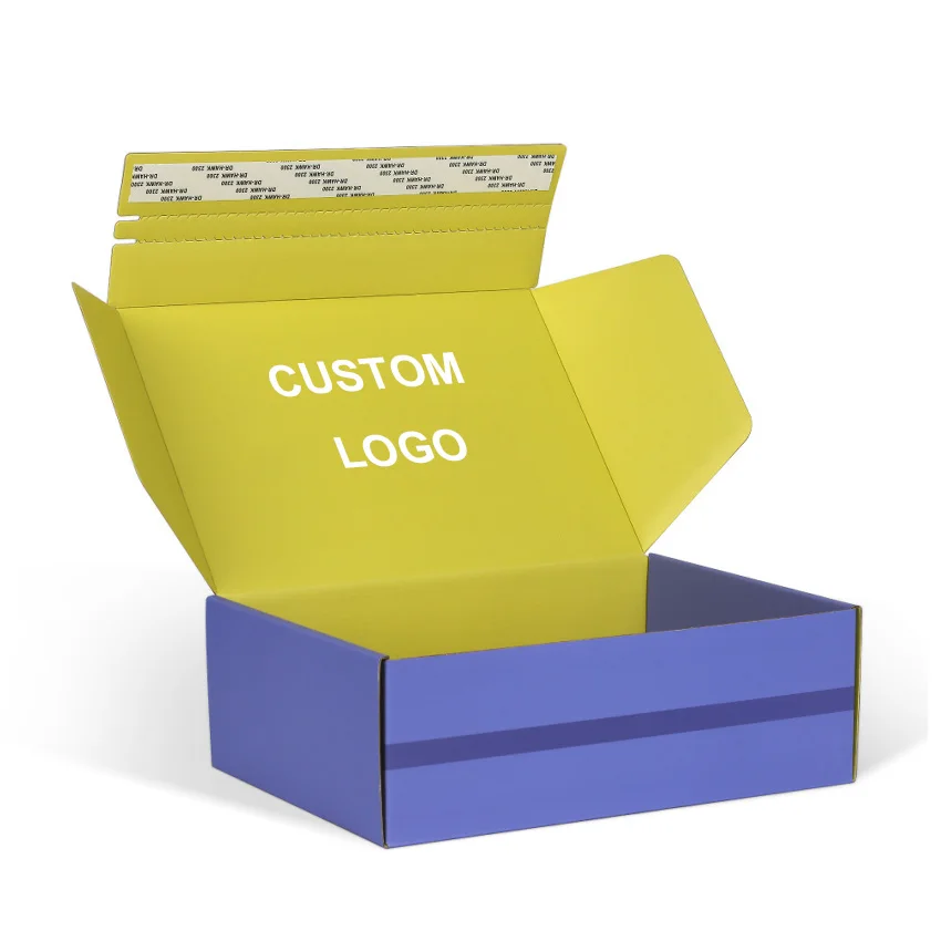 Custom Print Corrugated Paper Box Recycled Cardboard Zipper Tear Strip Mailer Packaging Shipping Self Sealing Boxes