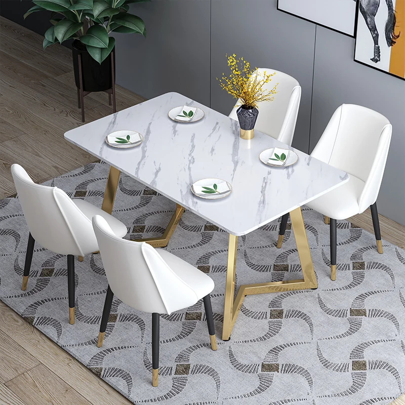 T-DT-A002 постмодерн заключенный знаменитости обеденный стол прямоугольный светильник роскошный имитация мрамора обеденный стол