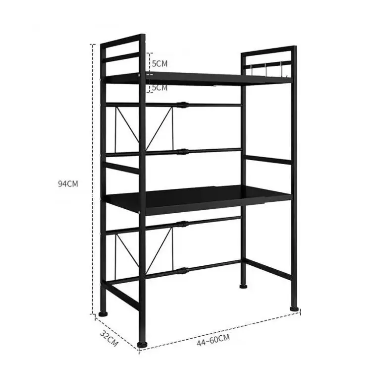 Zenewood Microwave Oven Rack 2 Tiers Adjustable Microwave Stand Black Oven Shelf Kitchen