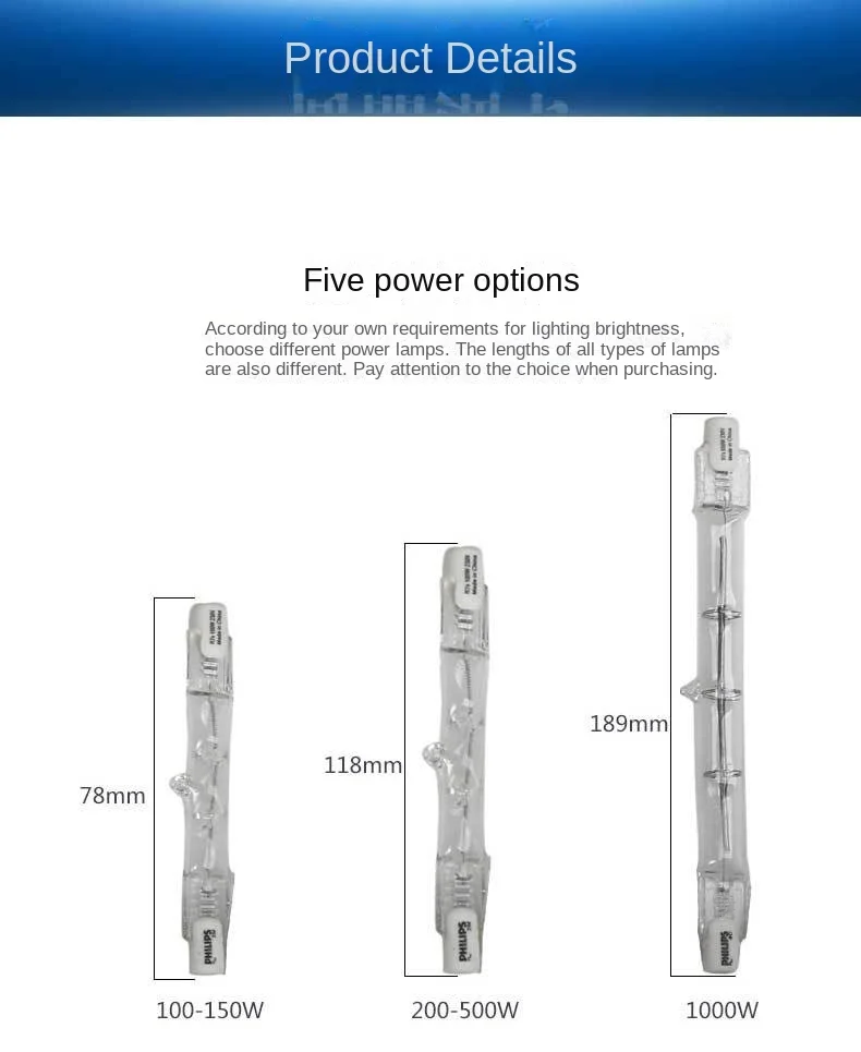 R7S Sunlight Tube Double-Ended Halogen Tungsten Lamp 100W 150W 300W 500W 1000W Goodjoy Light
