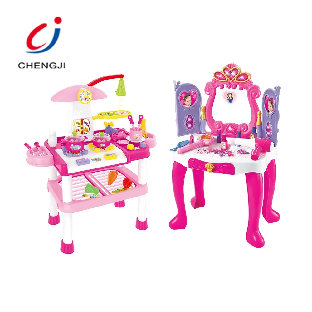 Fashion princess girls makeup set dressing table toy dresser with mirror toy