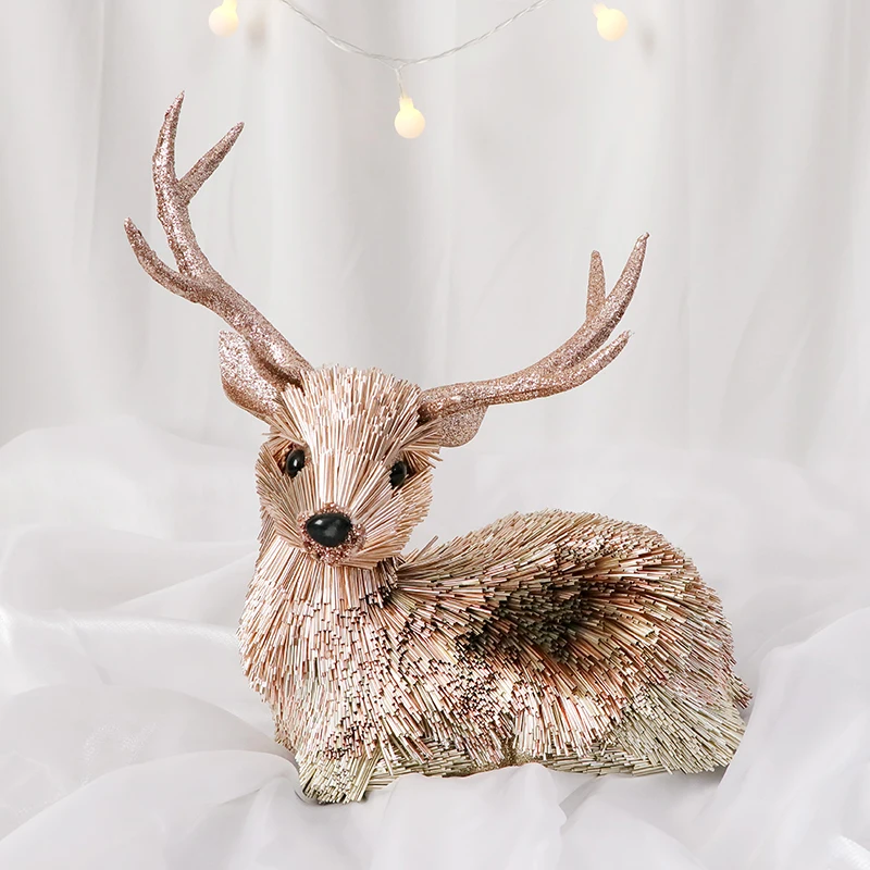 Home Decoration Customized Xmas Indoor Decor Reindeer gradient Christmas Elk Figurines
