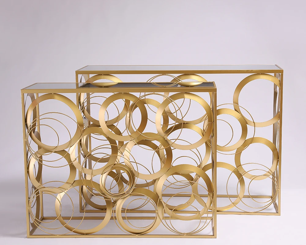 Luxury round table frame style metal wall table control corner table