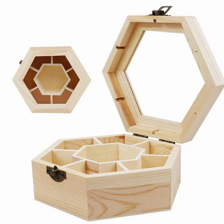 unfinished large wooden jewelry box personalized wood jewelry box with 7 compartments