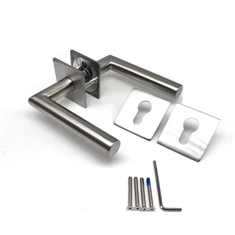 High Quality Modern Door Handle Thinner Cover Wood Door Handle Right Angle Stainless Steel Jiangmen Door Handle