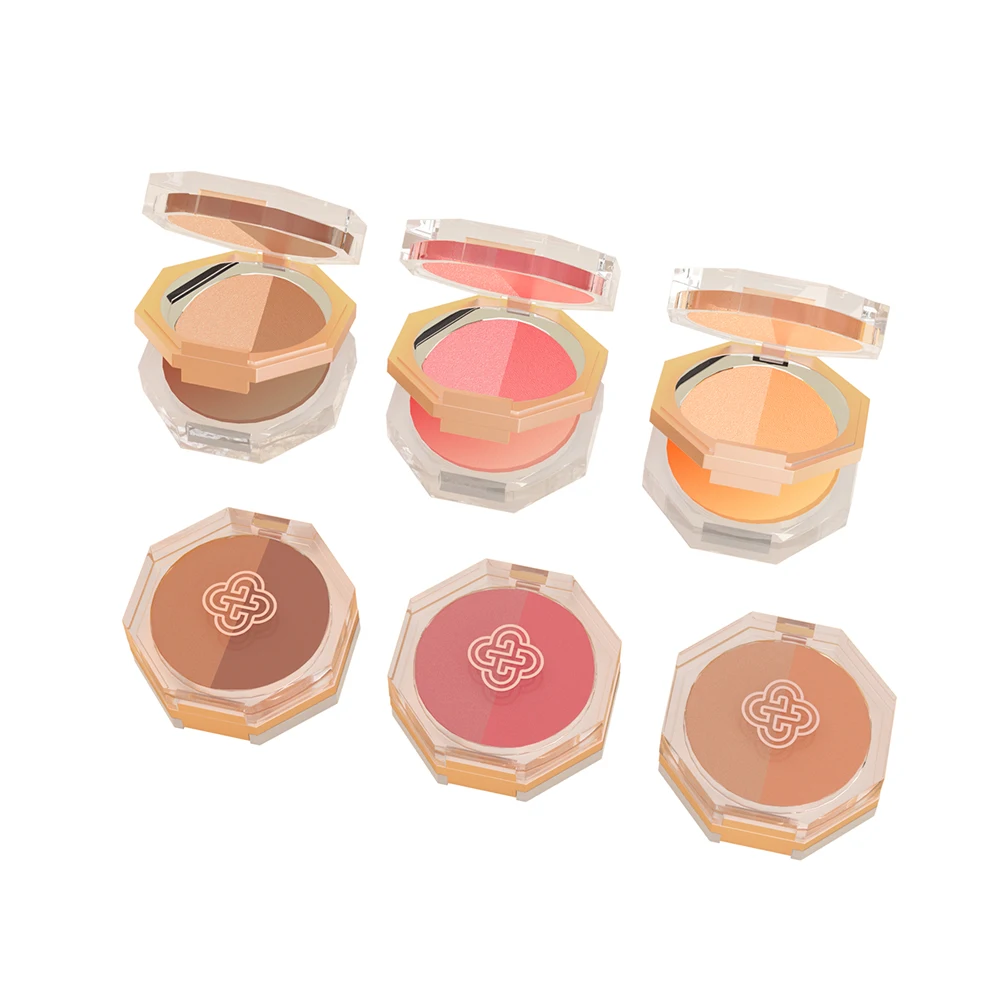 HOT whosale custom eye shadow and blush  all-in-one cosmetic powder highlighter blush palette