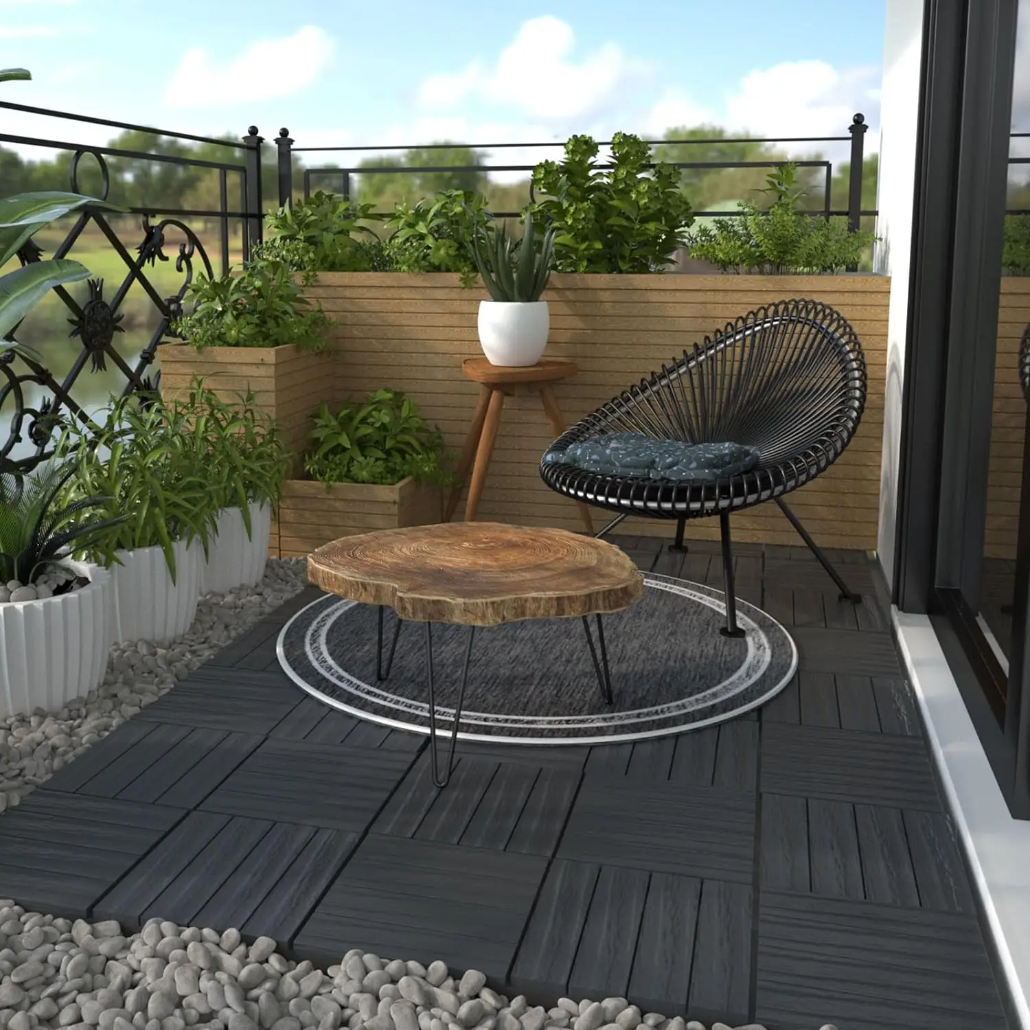 Home decor interlock bambooo flooring tiles WPC decking