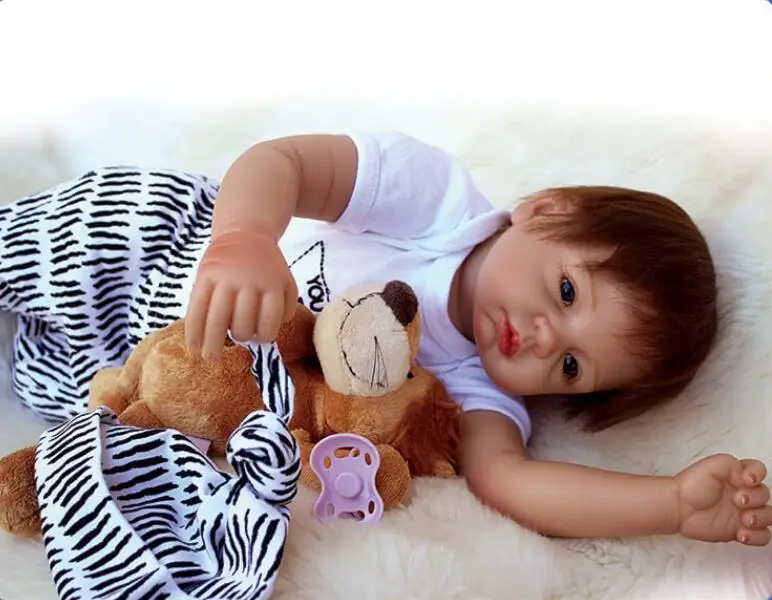 Style 22 Inch Reborn Baby Paly Doll Soft Silicone Touch Real Cosplay Gray Rat Boy with Rooted Mohair Babe Doll New Design