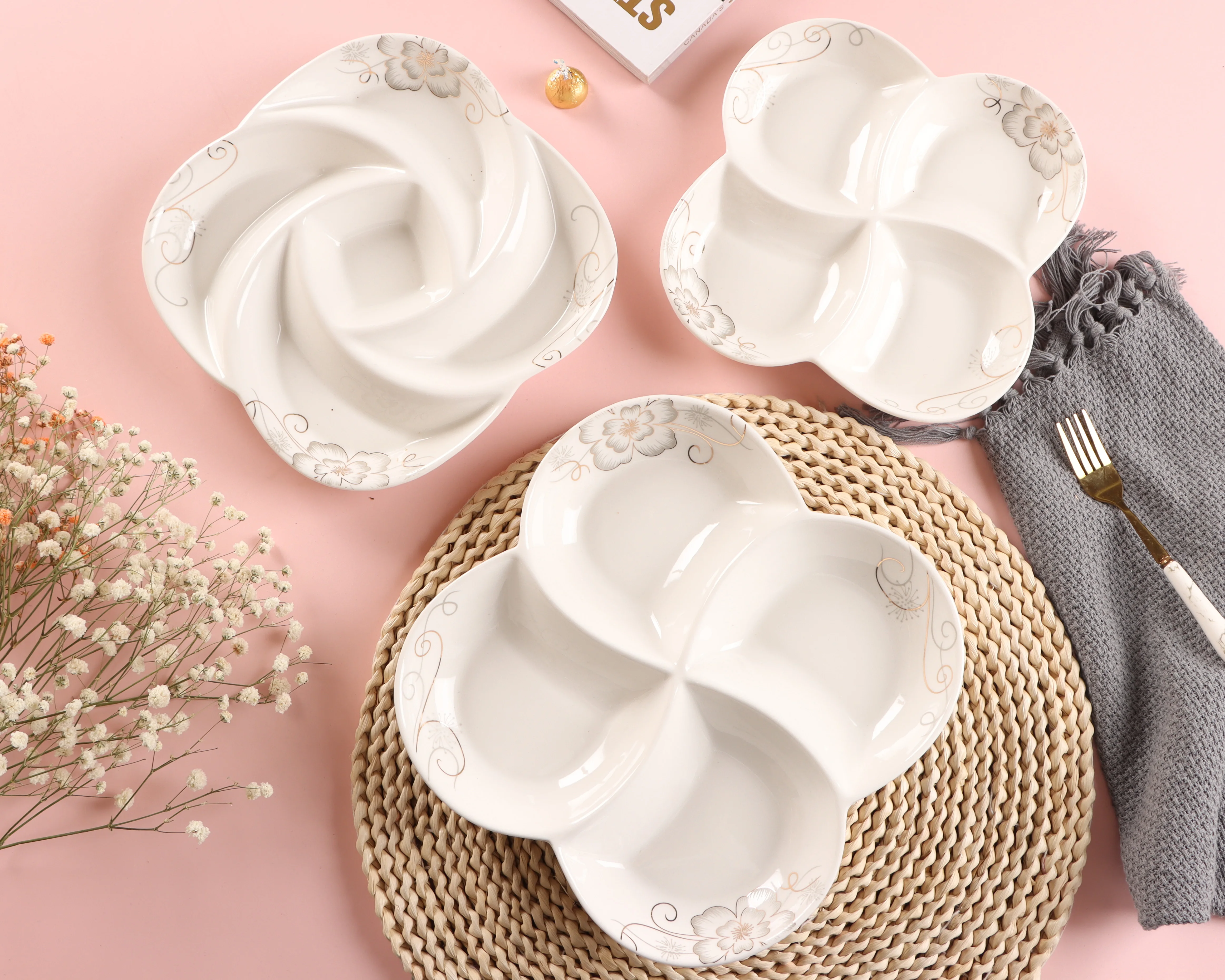 Wholesale porcelain Afghanistan dry fruit plate for daily use