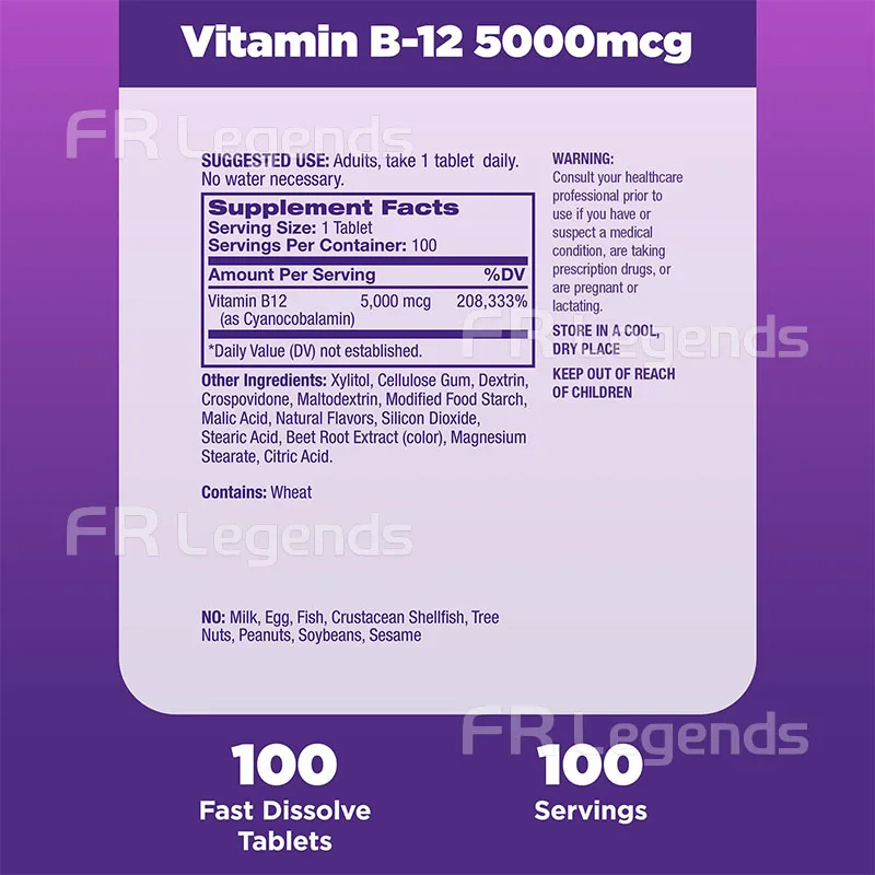 Factory Price Vitamin B12 Supplement Supports Energy Healthy Nervous System Strawberry Flavor Vitamin Tablets