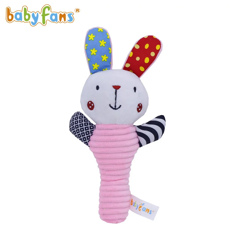 babyfans 2021 Baby Soft Plush Stuffed Animal Rattles Handheld Development Toys for Toddlers