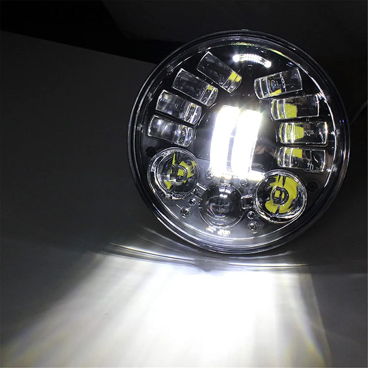 Dot E-mark Chrome H4 Projector 5.75 inch Motorcycle Led Headlight with Daylight for Harleys Davidsons