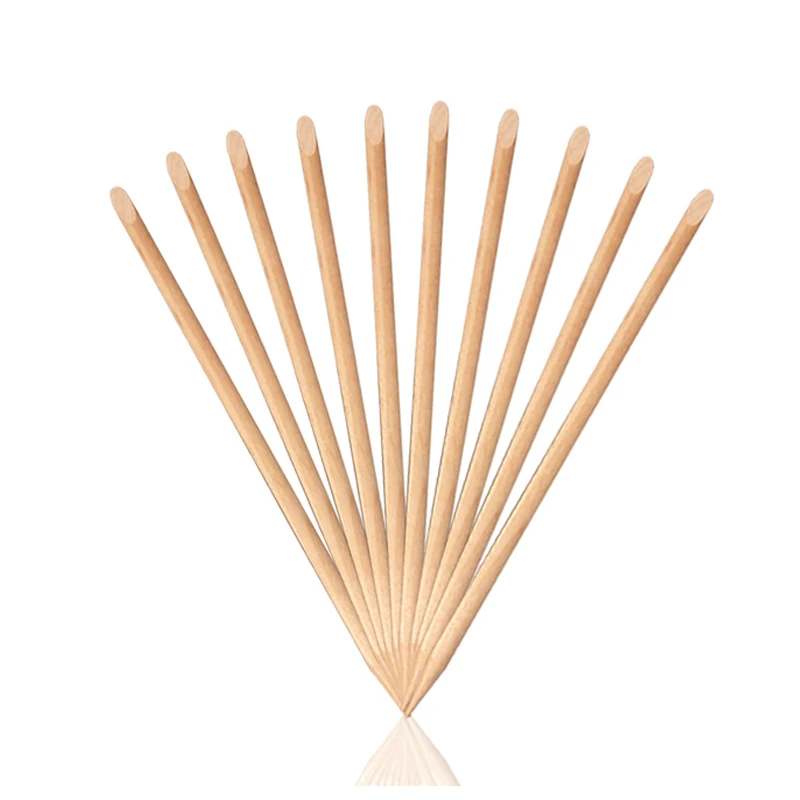 Fast shipping cheap price 11.4cm orange wood nail sticks cuticle removal manicure pusher wholesale wooden cuticle pusher 100pcs