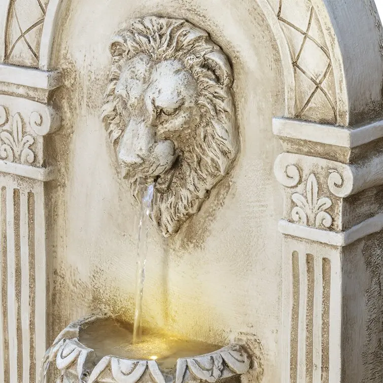 Hot Sale Resin Garden Water Fountain Outdoor Decoration Wall Art Hanging Decor Waterfall Fountain with Lion Head