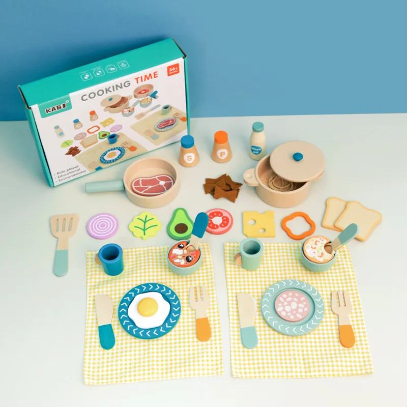 2024 kid cook toy wooden kitchen accessories toys for toddlers cooking pots and dishes pretend play game for early education