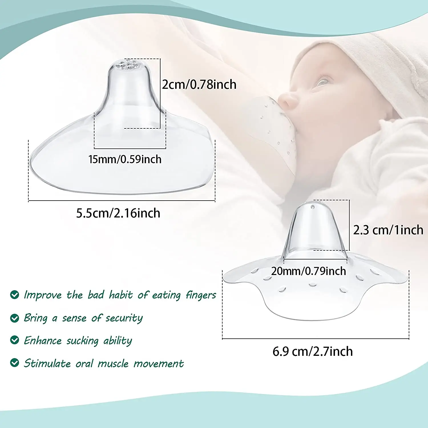 1 Pair Durable Nipple Aspirator Corrector Silicone Nipple Pullers Suckers for Flat Inverted Nipples and Breastfeeding