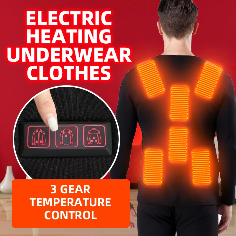 Одежда с интеллектуальным подогревом, костюм с постоянной температурой и подогревом, Мужская зимняя популярная одежда с USB, черное термобелье для женщин