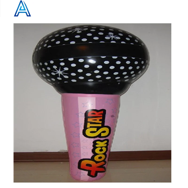 Music party decoration celebration PVC inflatable microphone toy for air blow microphone model customizable