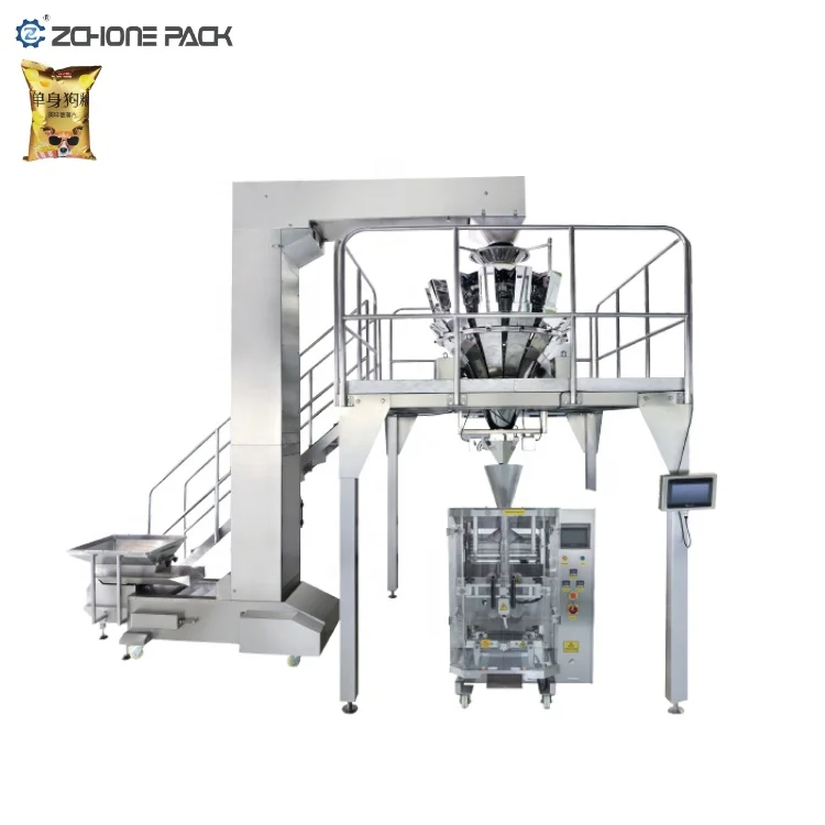 ZCHONE automatic French fries Banana Shrimp Fried Chip Corn flakes Puffed food Nitrogen charged print Vertical Packaging Machine