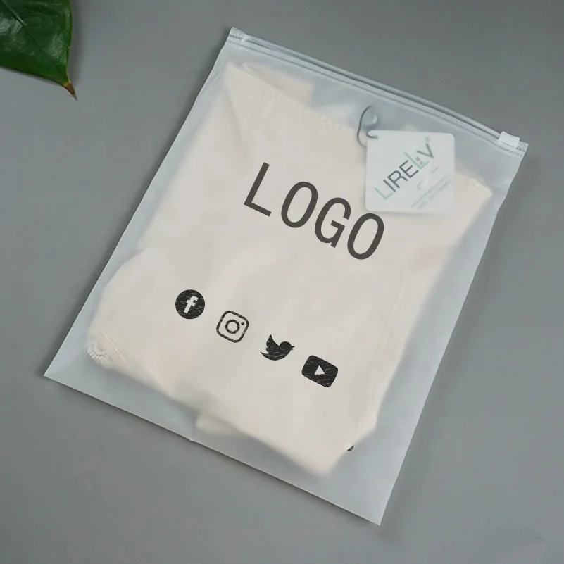 2022 Wholesale Recyclable Frosted Plastic Bags Packaging Clothes Clear Zipper Bags Custom Frosted Plastic Zipper Bags