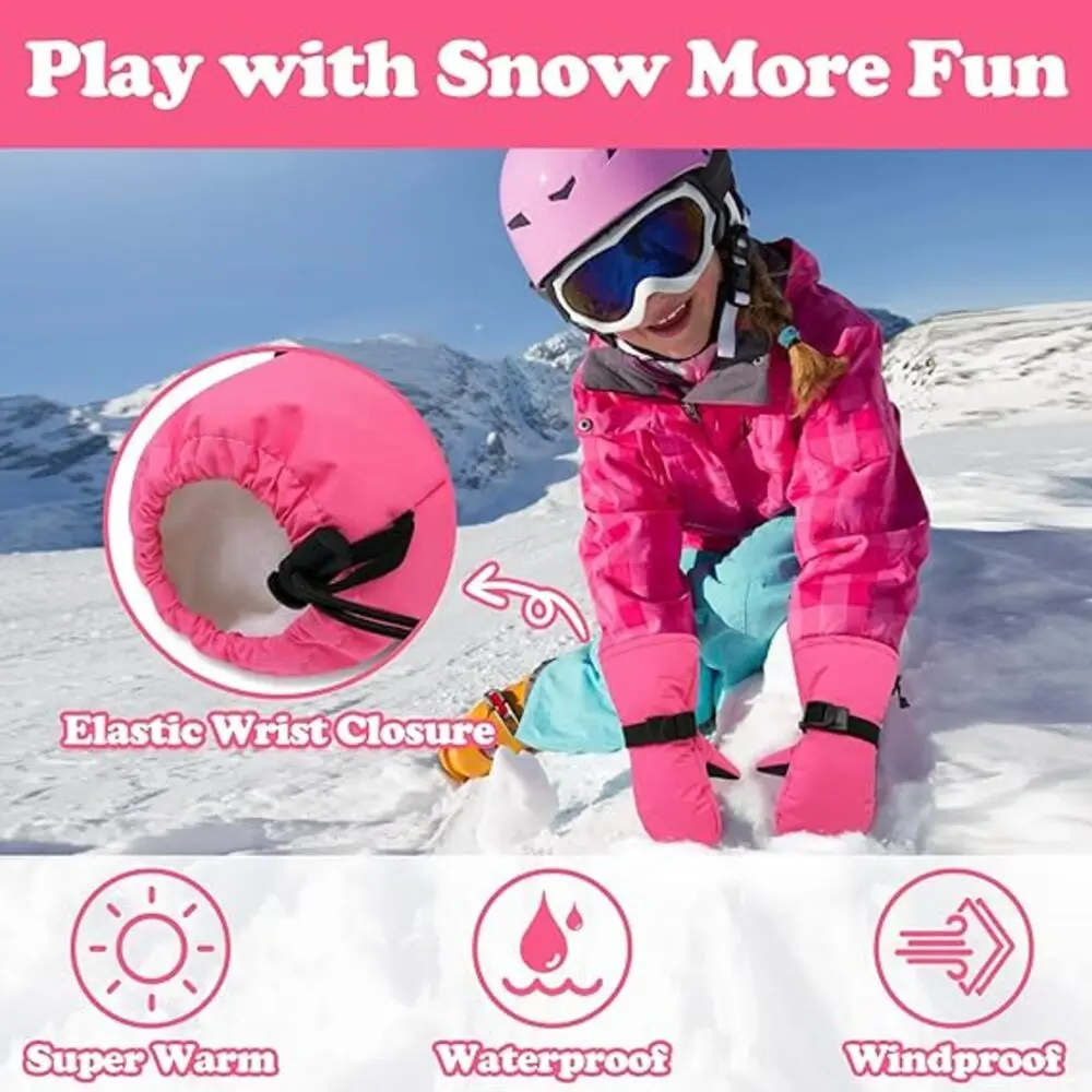 Ski Gloves, Warmest Waterproof and Breathable Snow Gloves for Cold Weather, Fits for Child Outdoor