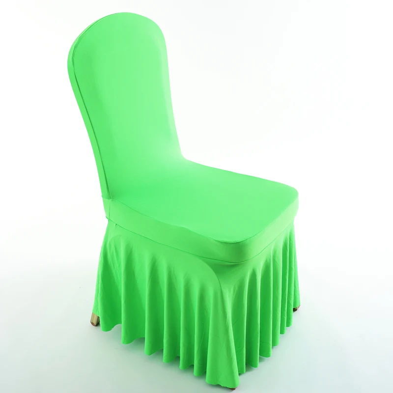 Pure White High Quality Banquet Used Spandex Plain Dyed Chair Covers With Sundress