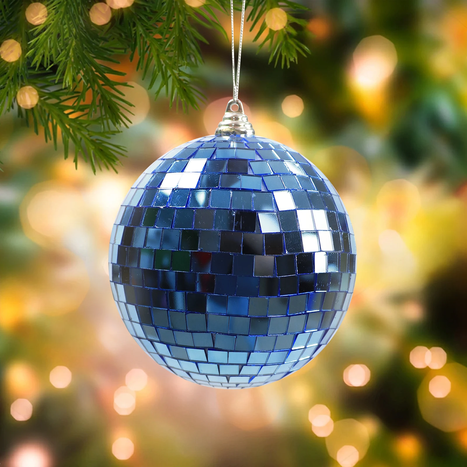 Cheap Christmas Party Supplies Laser Silver Glass Ball Hanging Tree Decoration Christmas Disco Mirror Balls