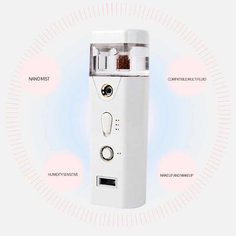 USB зарядное устройство воды уход за кожей портативный Красота Nano пароход Электрический Уход лица туман распылитель для дома на открытом