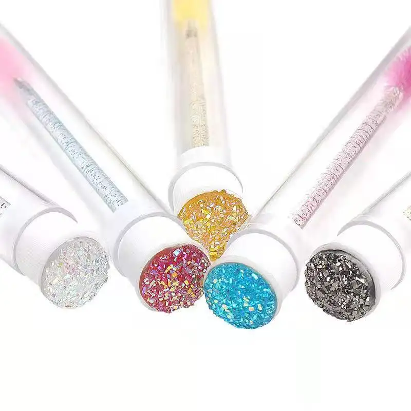 Wholesale Colorful Tube mounted with drill brush Cleansing Eyelash Extension Microbrush customizable logo