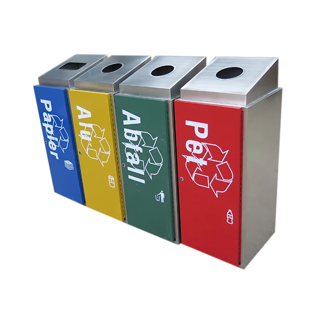Factory Outdoor Recycle Bin Stainless Steel Trash Bin Cubo de Basura Metal Garbage Can