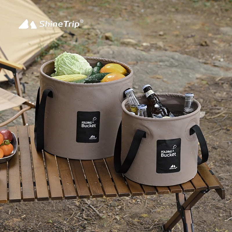 ShineTrip Outdoor Thickened Portable High Temperature Resistant Large Capacity Bucket Folding Camping Bucket