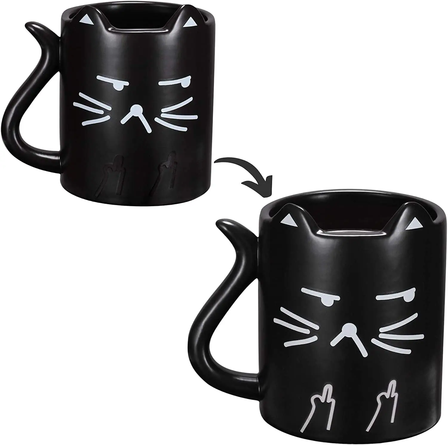 Funny  magic mug Cat Coffee cups For Cat lovers Heat sensitive Color changing mug