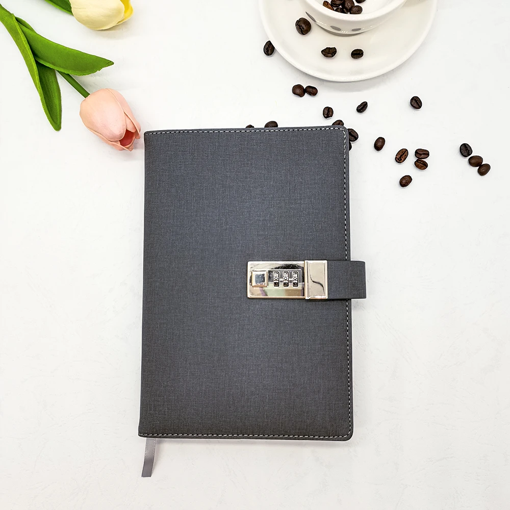 2023 Coded Lock Dairy Hardcover Notebook Customize Planner Agenda a5 Leather Notebook Custom