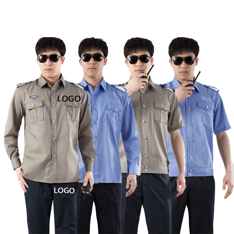 Blue Grey Polo Shirt for Security Guards Workwear Summer Long Sleeve Wholesale Office Security Uniform Shirt Trouser