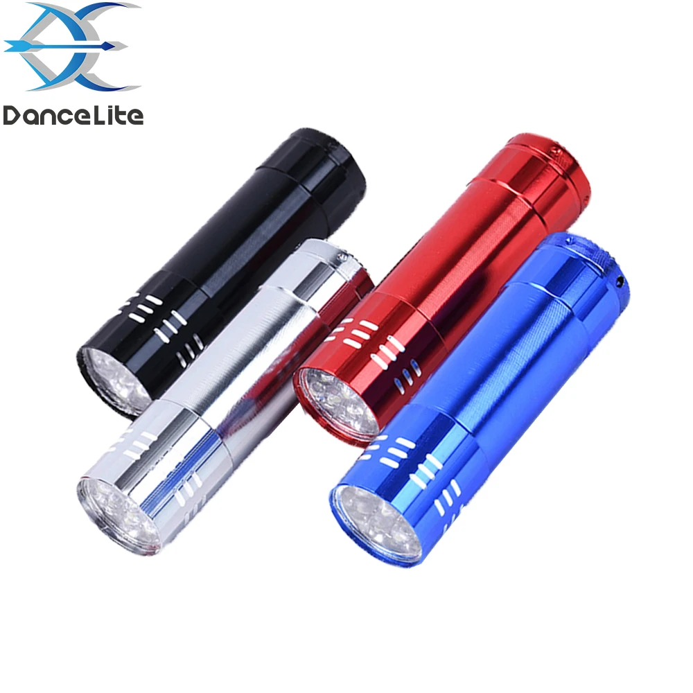 Logo Engraving Promotional Gift 9LED Mini Flashlight 9LEDs Cheap Keychain Lamp Torch Portable Key Ring Light